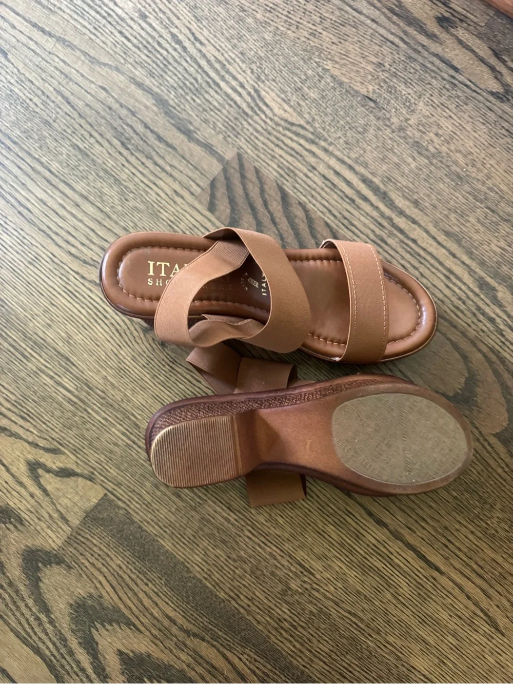 Italian Shoemakers Brown Platform Slingback Sandals